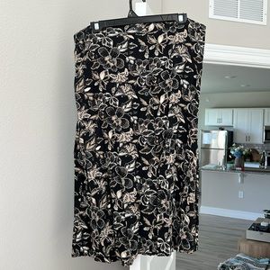 Black and Tan Floral Midi Skirt